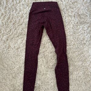 Berry leopard pattern Lululemon leggings size 4